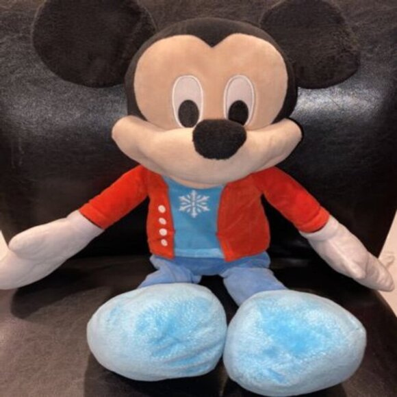 2017 Disney Mickey Mouse Plush 19" Large Snowflake Christmas Holiday Pre Owned - Picture 5 of 11